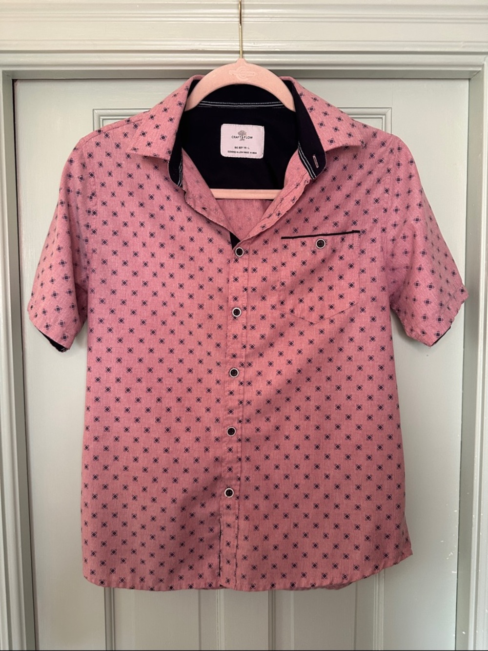 Craft + Flow Big Boy’s Short-Sleeve Button-Down Shirt  Size 14-L.
